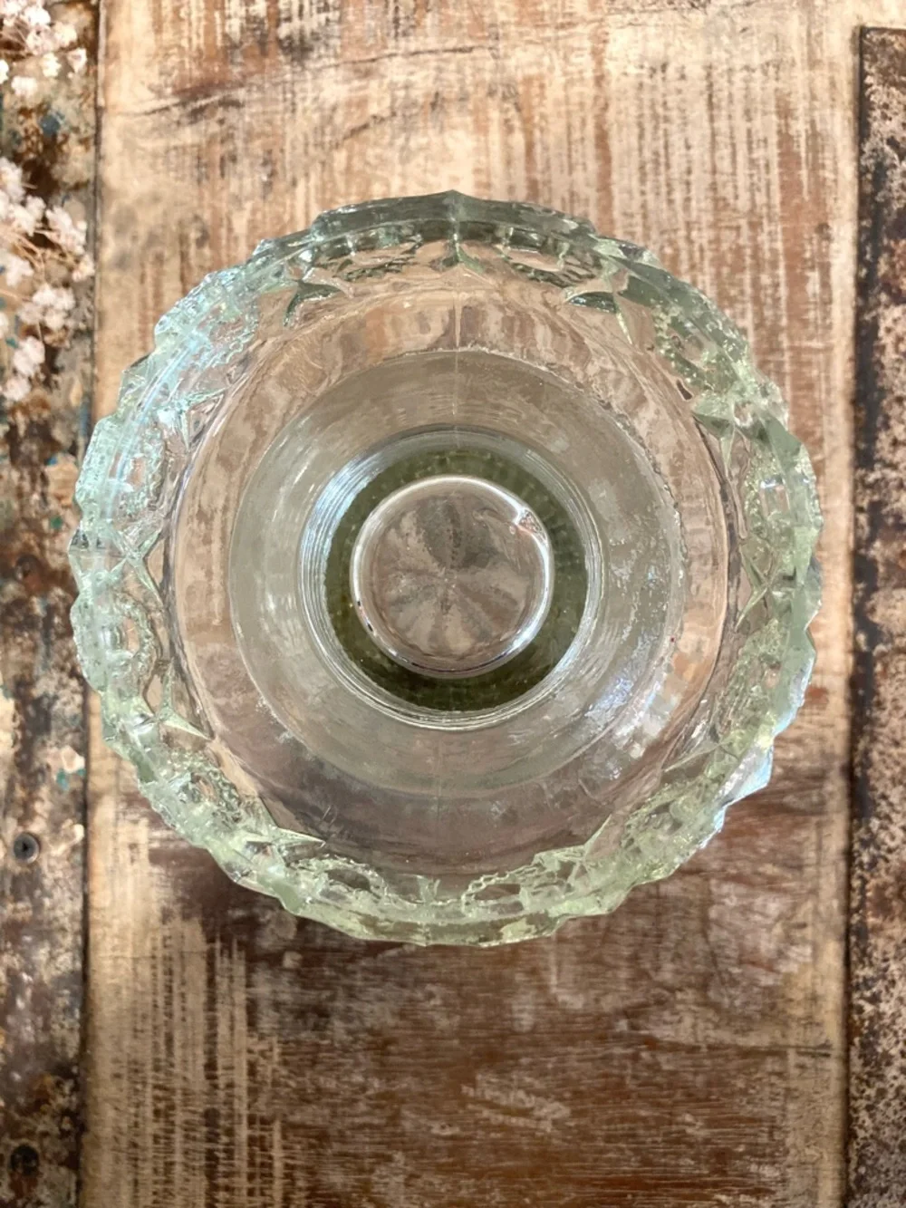 Mismatched Glass Punch Bowl and Base Flowers Pattern